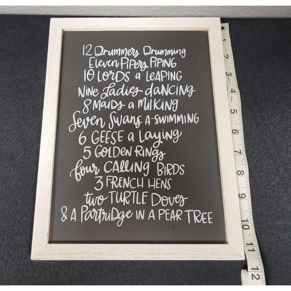 The Twelve Days of Christmas Hanging Sign Chalkboard Style Christmas Decor 9x11